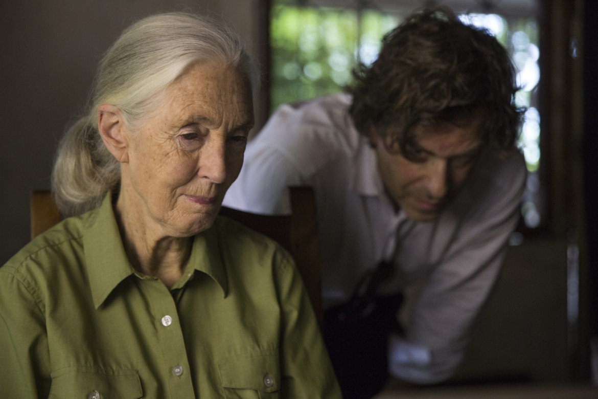 Jane Goodall and award-winning director Brett Morgan during production of Jane in Tanzania. (photo credit: National Geographic/David Guttenfelder)
